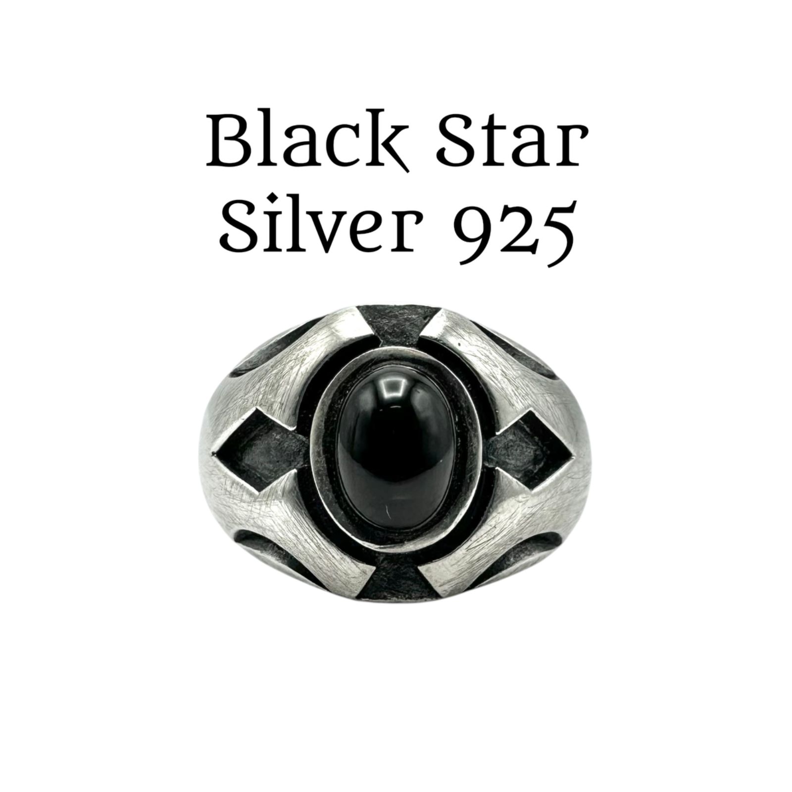 闇に浮かぶ星】ブラックスター Silver 925 刻印 Design Ring シルバー 