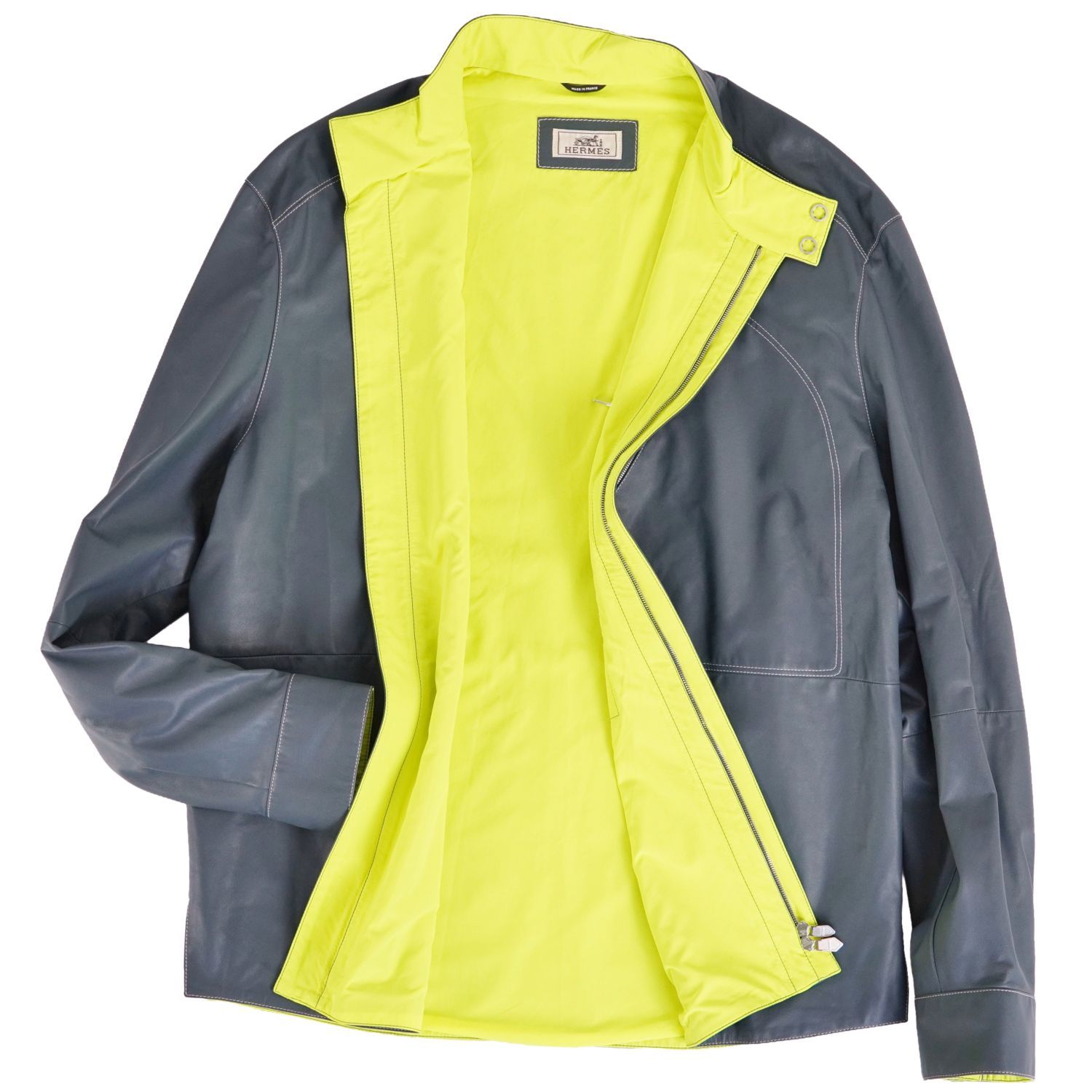 極美品 エルメス HERMES レザージャケット スタンドカラー セリエ