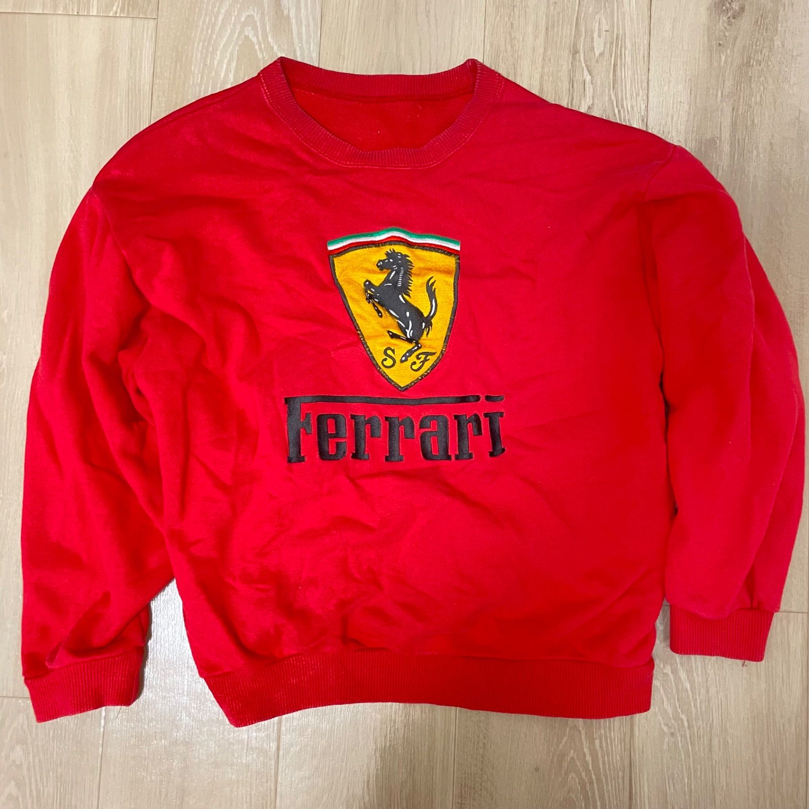 Ferrari フェラーリ 刺繍ロゴ スウェット S相当 赤 レッド SF ワッペン 