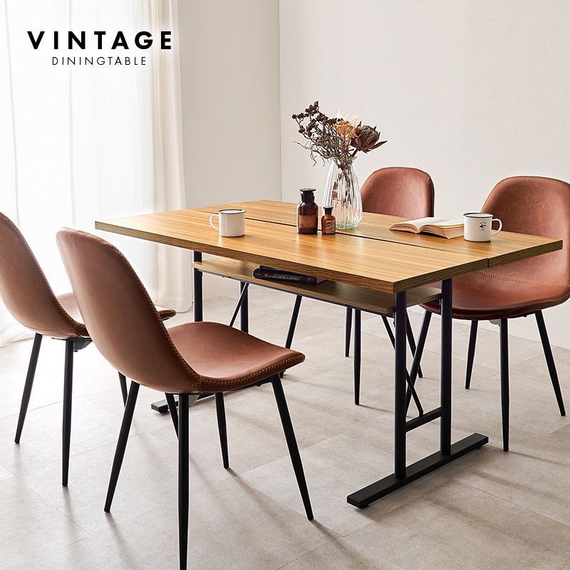 ダイニングテーブル単品 138×80cm スリット入り天板 T字脚