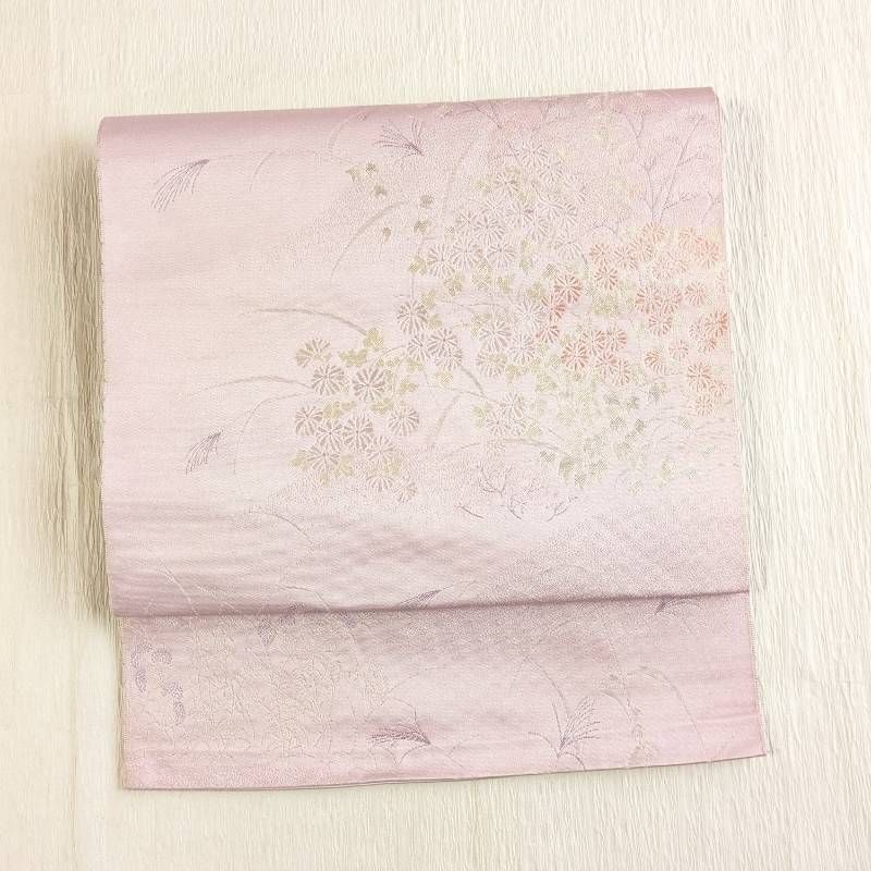 専用ページ 正絹 名古屋帯《小花》 美品☆名古屋帯 薄藤 小花