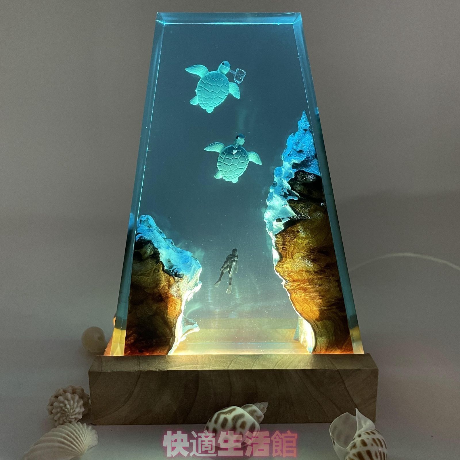 レジンランプ タートル ナイトランプ テーブルランプ 室内 装飾 インテリア リビング 置物 海zsp0305