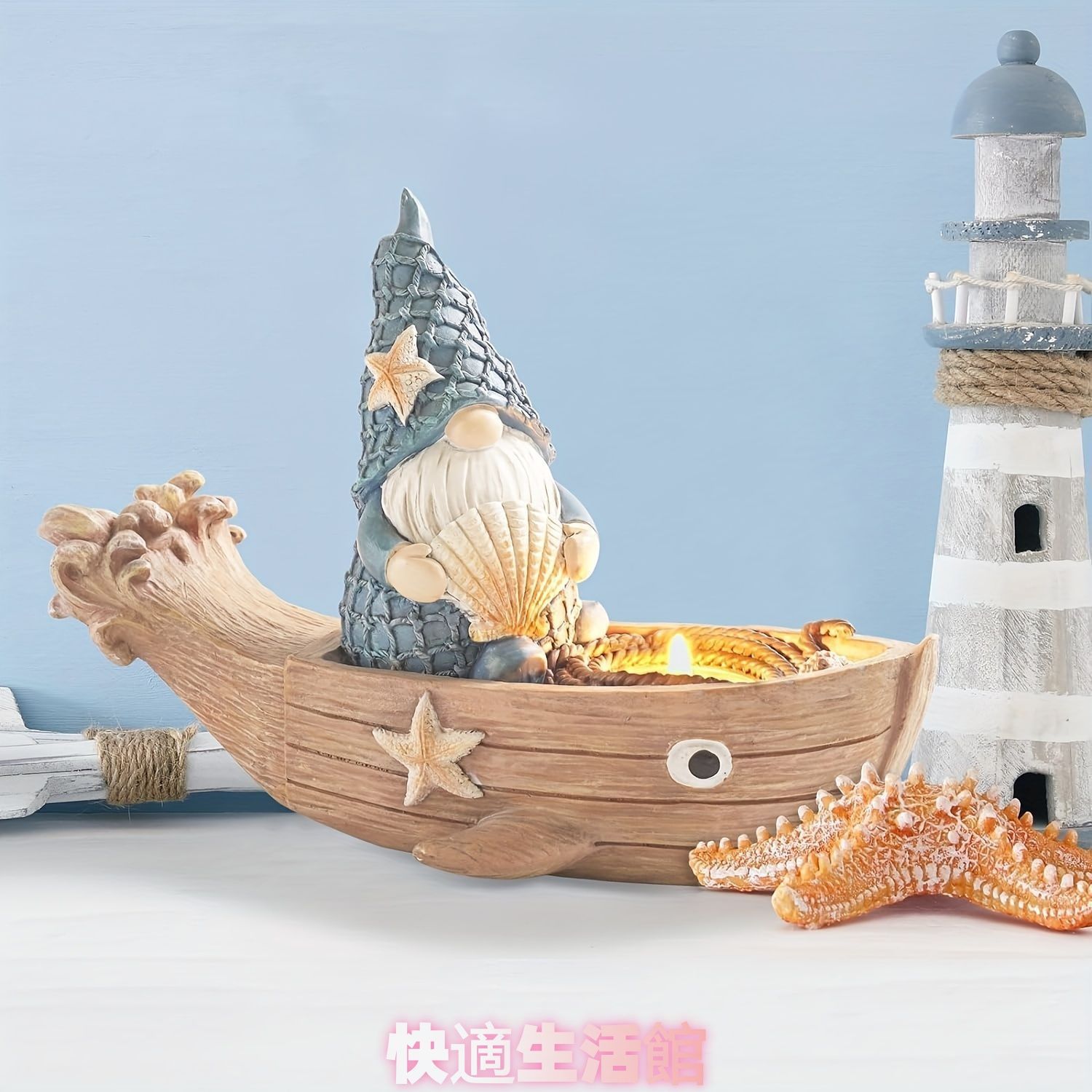  オブジェ 置物 キャンドルスタンド 船に乗っている小人 ガーデンオーナメント インテリア 可愛い インテリア雑貨 室内 寝室 玄関 庭 ガーデニング プレゼント ギフト 癒やしグッズ 贈り物 樹脂zsp0305 飾り小物 置物 インテリア小物