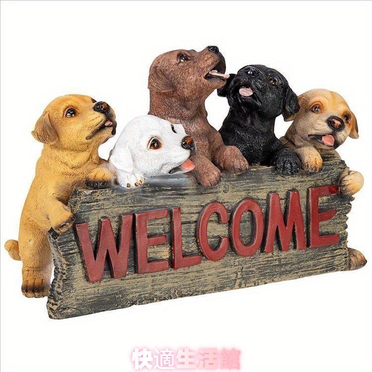 置物 オブジェ ガーデンオーナメント ウェルカムボード 4匹の子犬 室内 屋外 インテリア 玄関 リビング ダイニング 装飾 庭 ガーデニング 装飾 ガーデン 樹脂 可愛い ギフト インテリア用品 贈り物 雑貨zsp0305