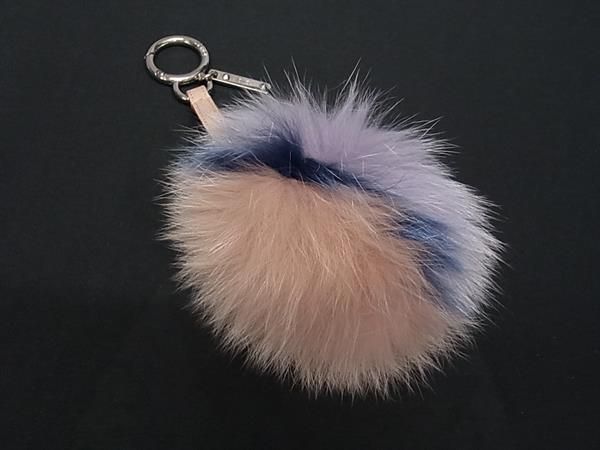 □美品□ FENDI フェンディ ボンボンチャーム ファー×レザー