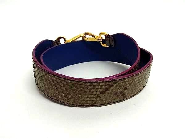 ■極上■本物■美品■ FENDI フェンディ ストラップユー パイソン×レザー バッグ用 ショルダーストラップ ブラウン系 FT6762 □極上□本物□美品□ FENDI フェンディ ストラップユー パイソン