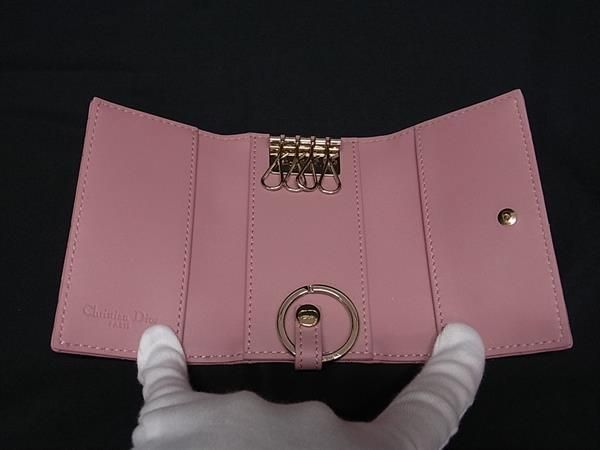 ■新品同様■ ChristianDior クリスチャンディオール My Dior Aster カナージュ ラムスキン 4連 キーケース 鍵入れ ピンク系 FY1078 □新品同様□ ChristianDior クリスチャンディオール My Dior Aster