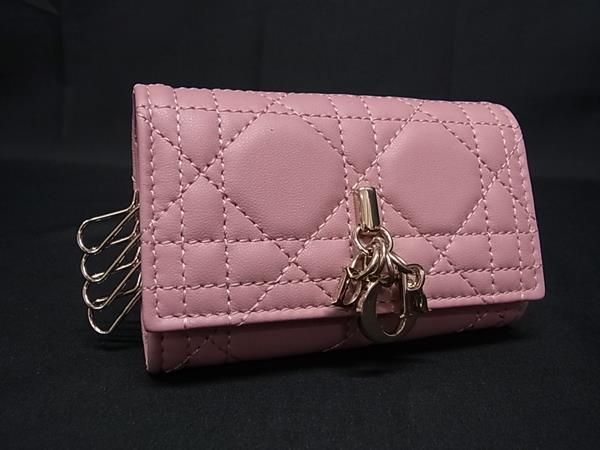 ■新品同様■ ChristianDior クリスチャンディオール My Dior Aster カナージュ ラムスキン 4連 キーケース 鍵入れ ピンク系 FY1078 □新品同様□ ChristianDior クリスチャンディオール My Dior Aster