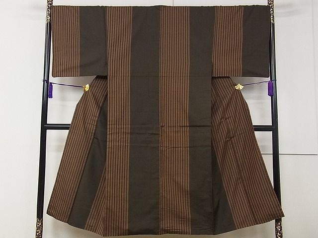 平和屋本店●極上　男性　 本場黄八丈　黒八丈　紬　綾織　間道　逸品　CZAA0185s4 平和屋本店○極上 男性 本場黄八丈 黒八丈 紬 綾織 間道 逸品