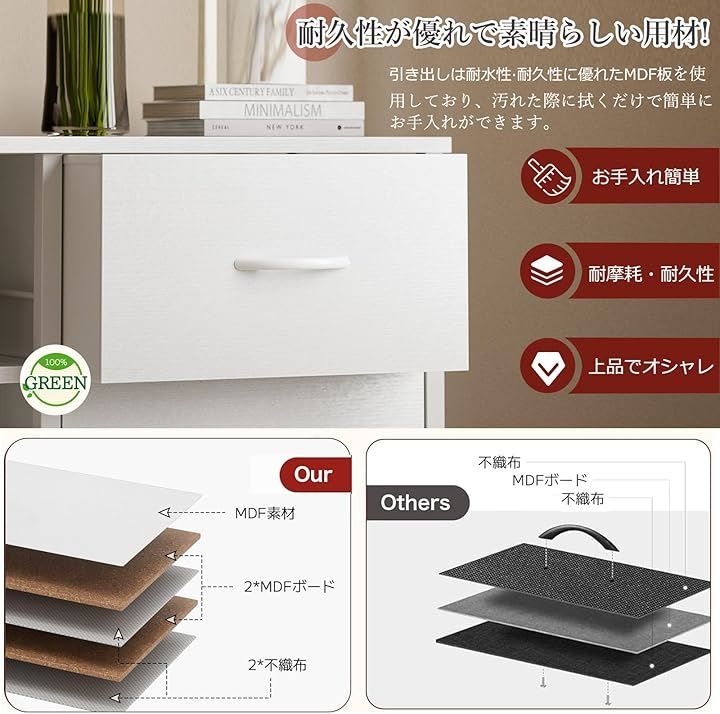 IKIFLY チェスト収納 タンス 棚付き 箪笥 リビング収納チェストUSB