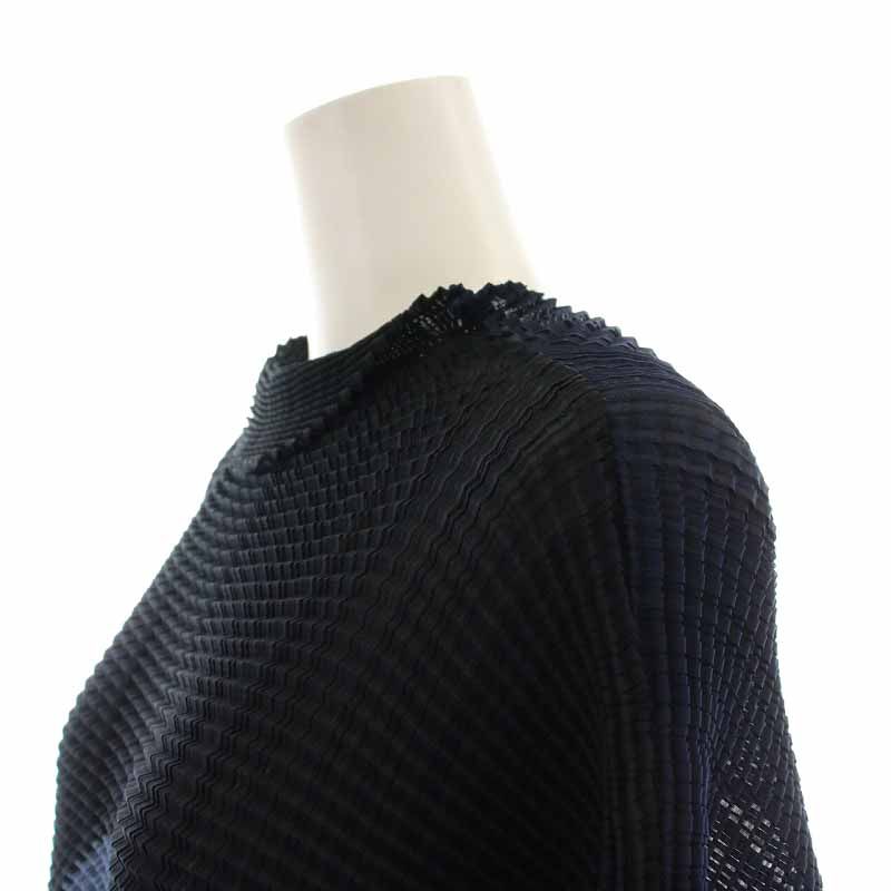 イッセイミヤケ ISSEY MIYAKE カットソー ハイネック 変形 総柄 五分袖