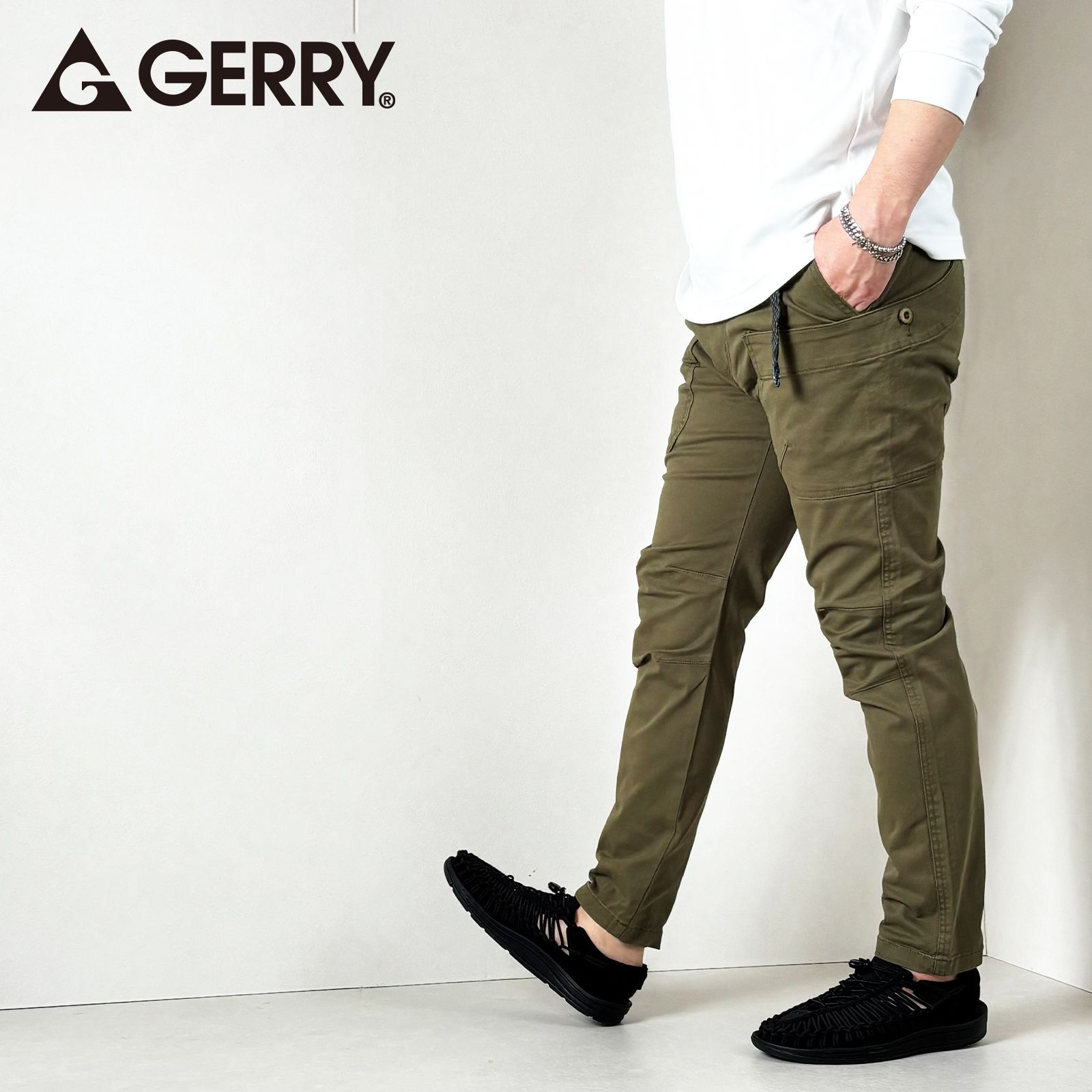 新品 GERRY ベルト付き キャンプ クライミング カーゴパンツ メンズ 