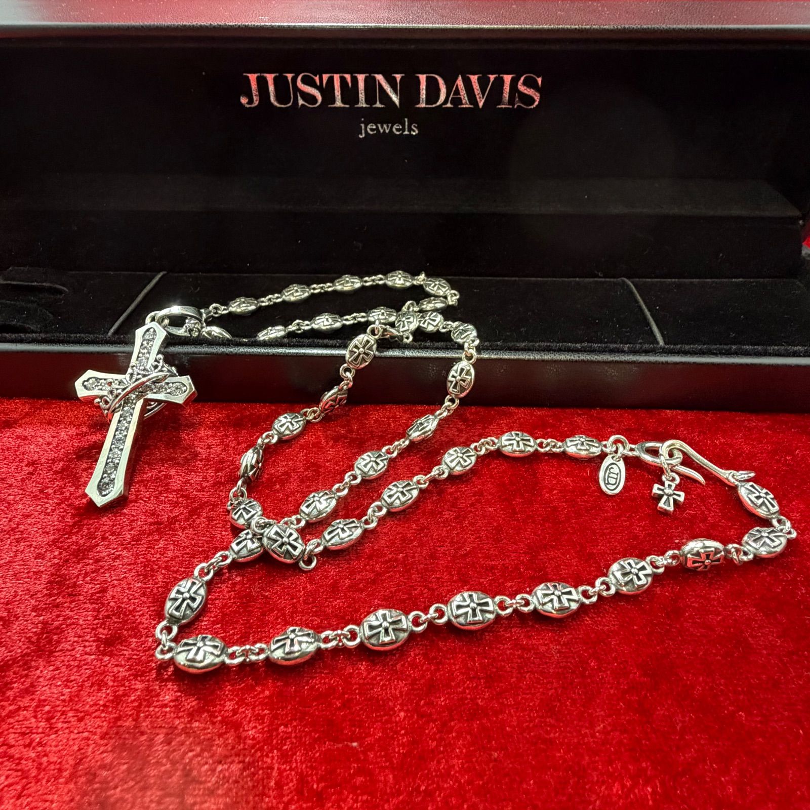 美品 クロスウィズクラウン10.5g＋ HEAVY CROSS チェーン 46.8 Justin 