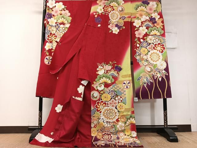 平和屋着物○豪華振袖 絞り 辻が花 遠山花文 金彩 金通し地 正絹