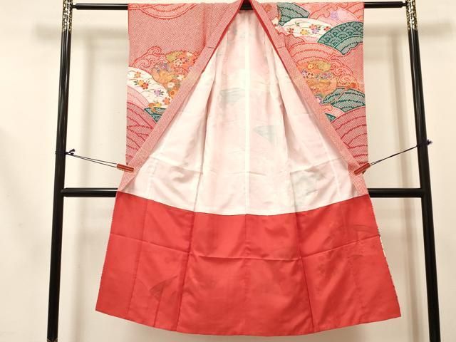 平和屋着物[]七五三 女の子 7歳 祝着 四つ身 長襦袢(単衣)セット 鼓 