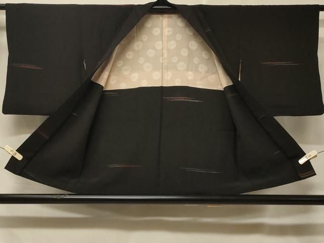 平和屋着物＃羽織 寿光織 雲取り風景花文 黒地 金銀糸 正絹 逸品 
