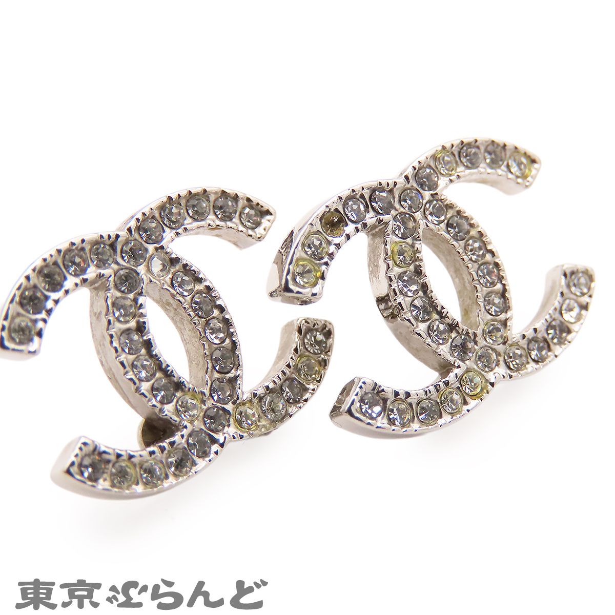 シャネル CHANEL ピアス シルバー メタル ラインストーン ココマーク