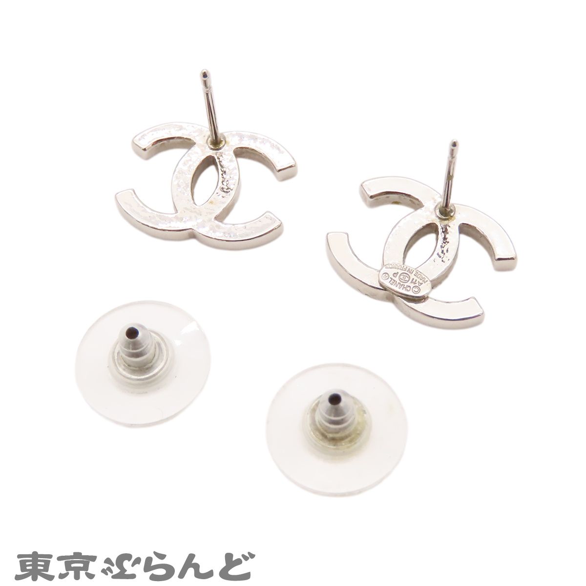 シャネル CHANEL ピアス シルバー メタル ラインストーン ココマーク