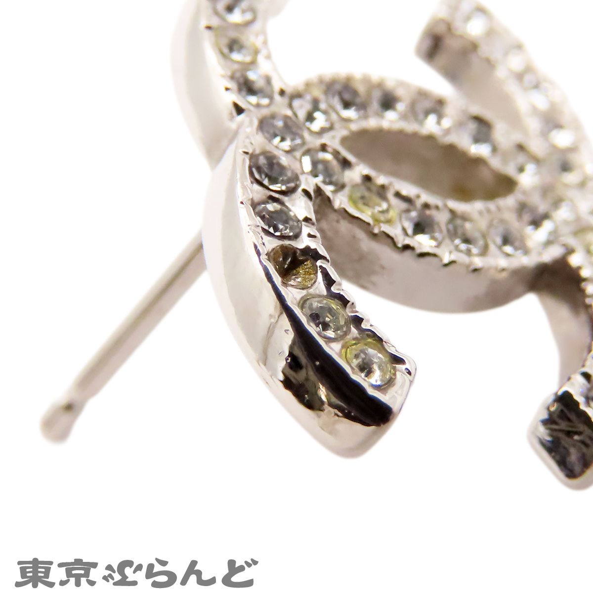 シャネル CHANEL ピアス シルバー メタル ラインストーン ココマーク