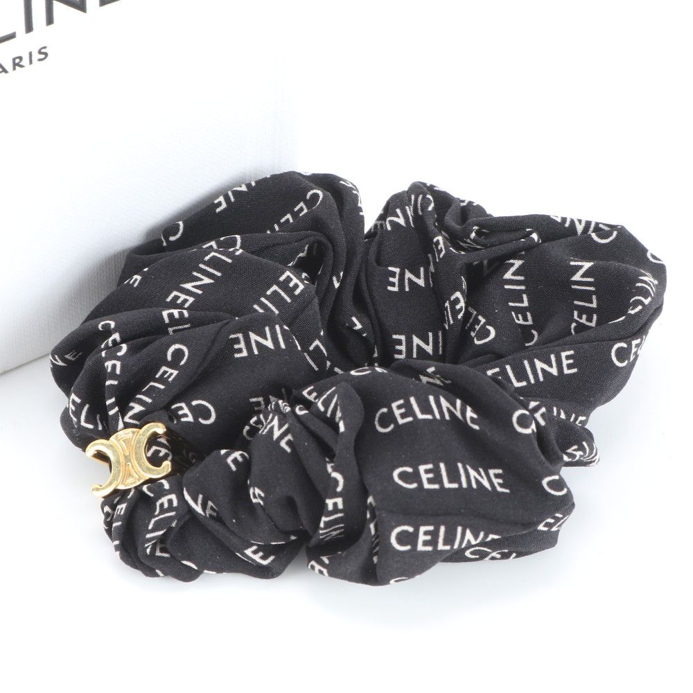 極美品 セリーヌ レイユール ロゴ シュシュ トリオンフ シルク 100