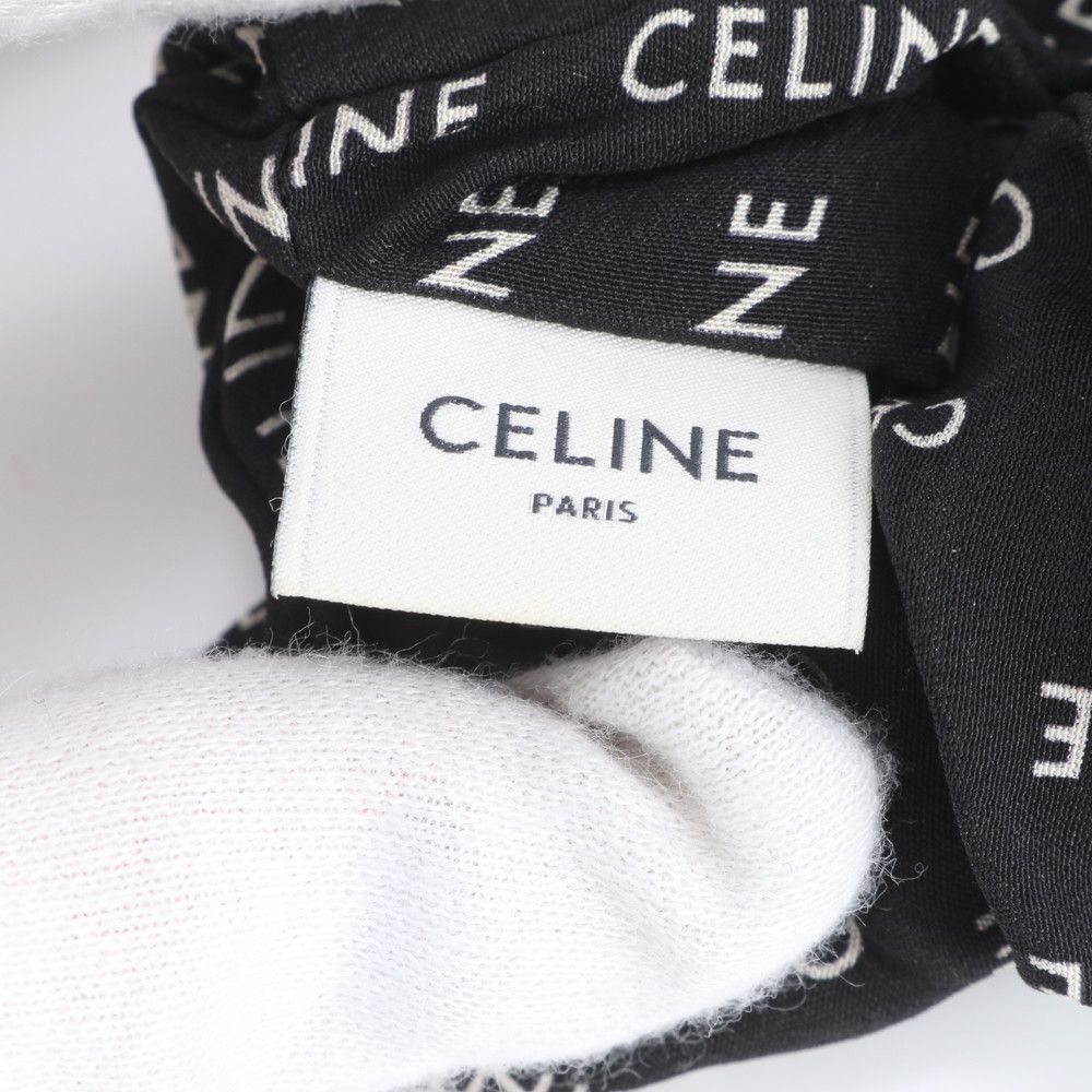 極美品 セリーヌ レイユール ロゴ シュシュ トリオンフ シルク 100