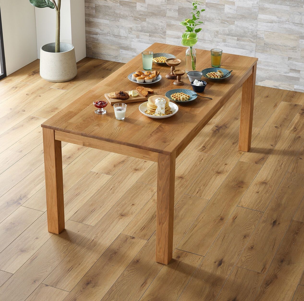 ♪総無垢材製 ダイニングテーブル(単品) オーク［幅160cm］　　　　ダイニング テーブル 食卓 4人家族 ファミリー リビングテーブル