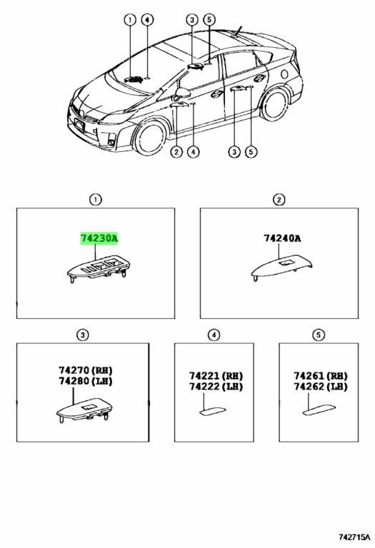 新品 PRIUS プリウス ZVW30 純正 右 ドア ミラーカバー パール 【公式