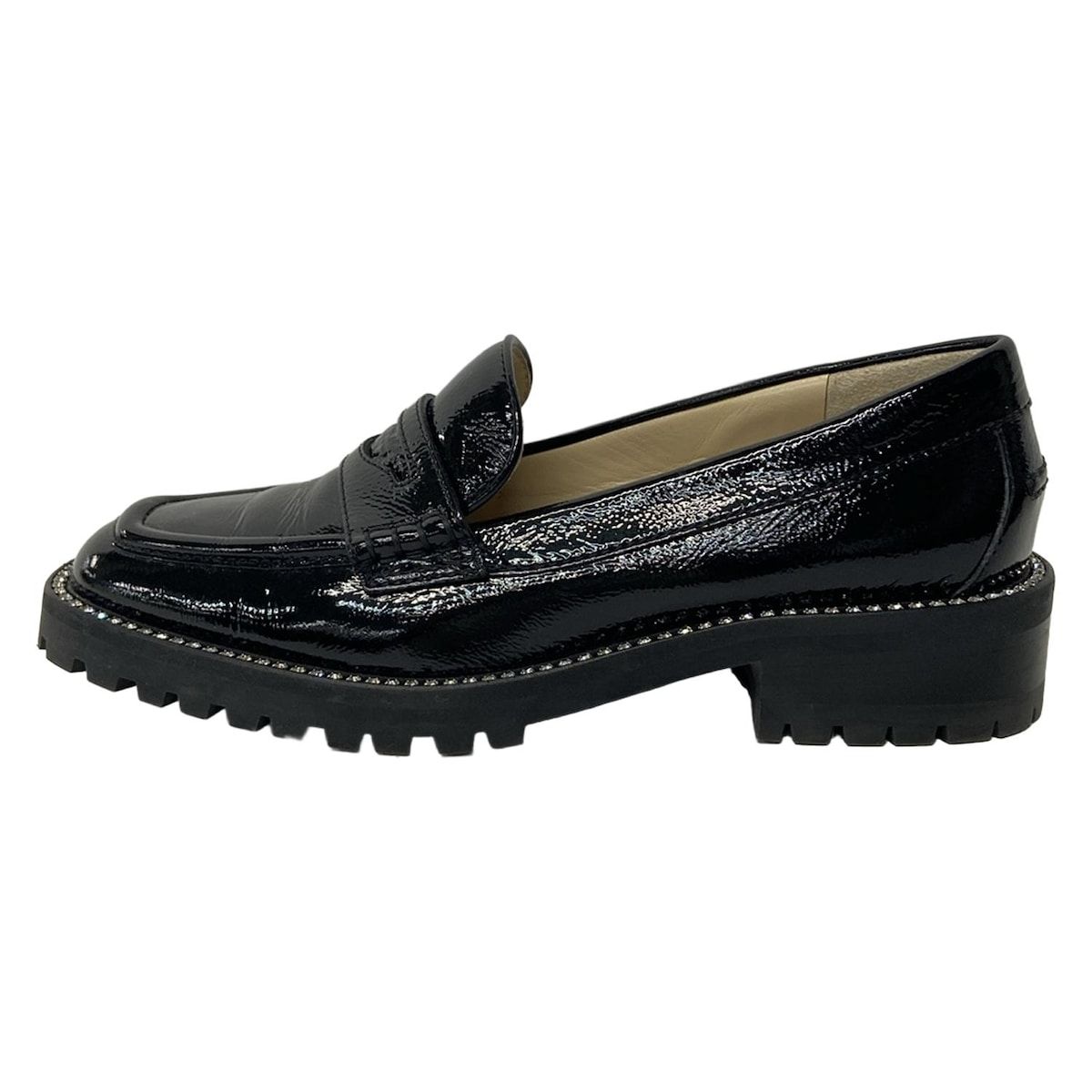 JIMMY CHOO(ジミーチュウ) ローファー 36 1/2 レディース - 黒 JIMMY CHOO(ジミーチュウ) ローファー 36 1/2 レディース - 黒