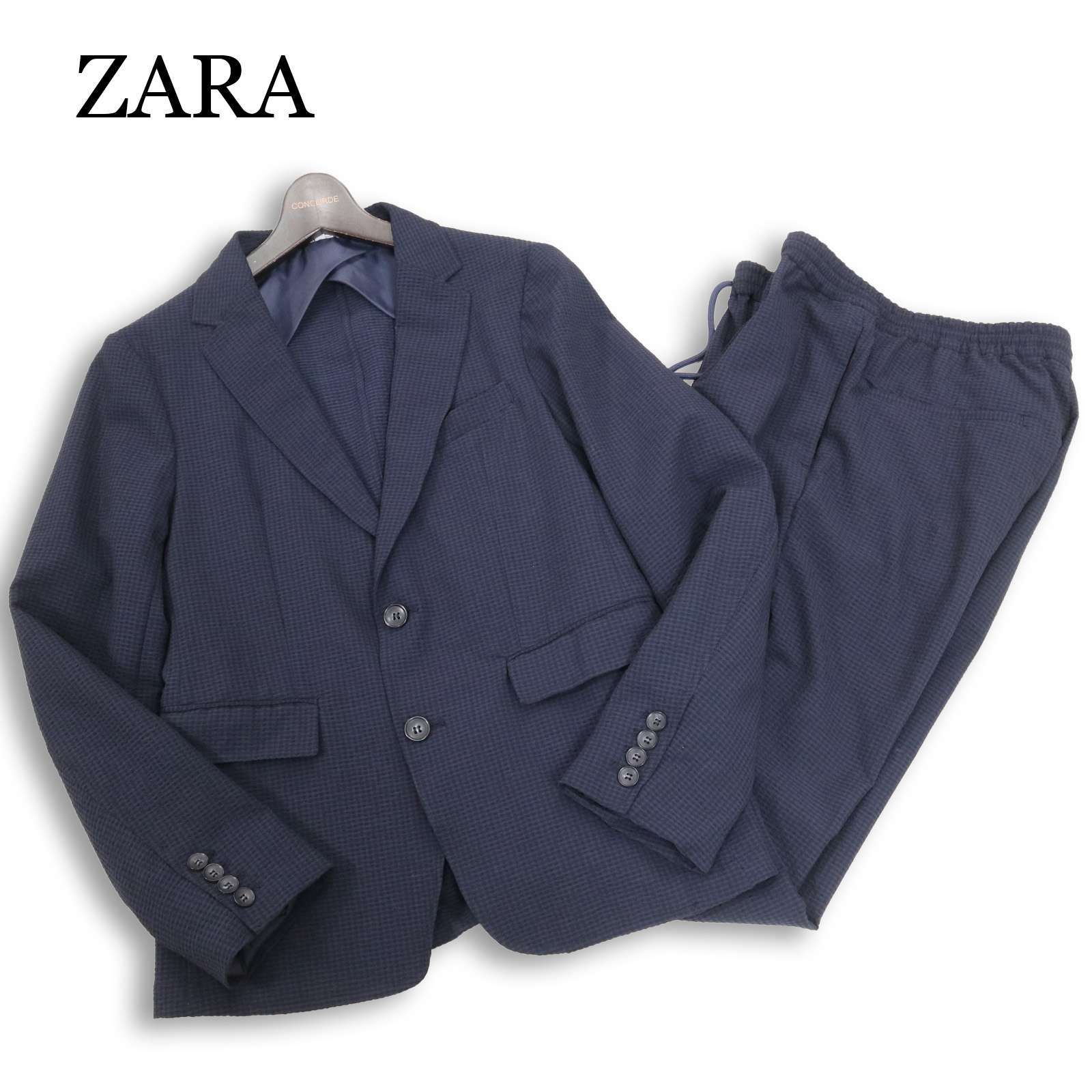 ZARA シアサッカー セットアップ ネイビー Lサイズ ZARA ザラ マン 春夏 シアサッカー☆ ジャケット&イージー パンツ
