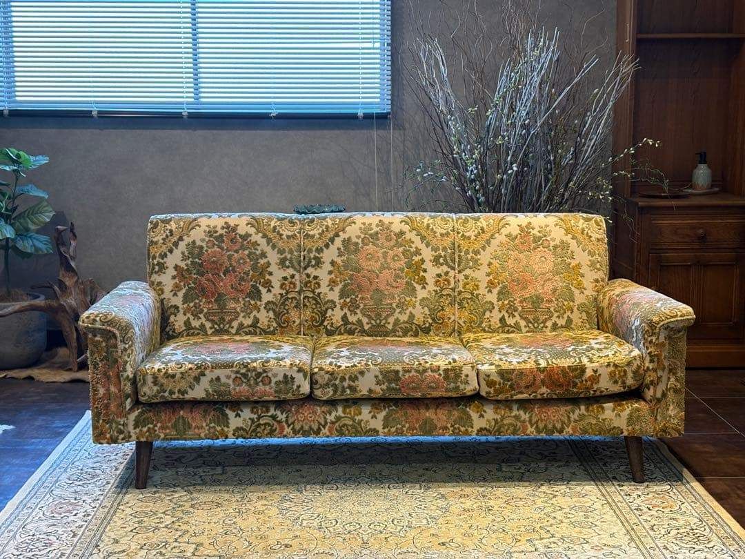 金華山織 3Pソファ ヴィンテージ レトロ ヨーロピアン クラシック In