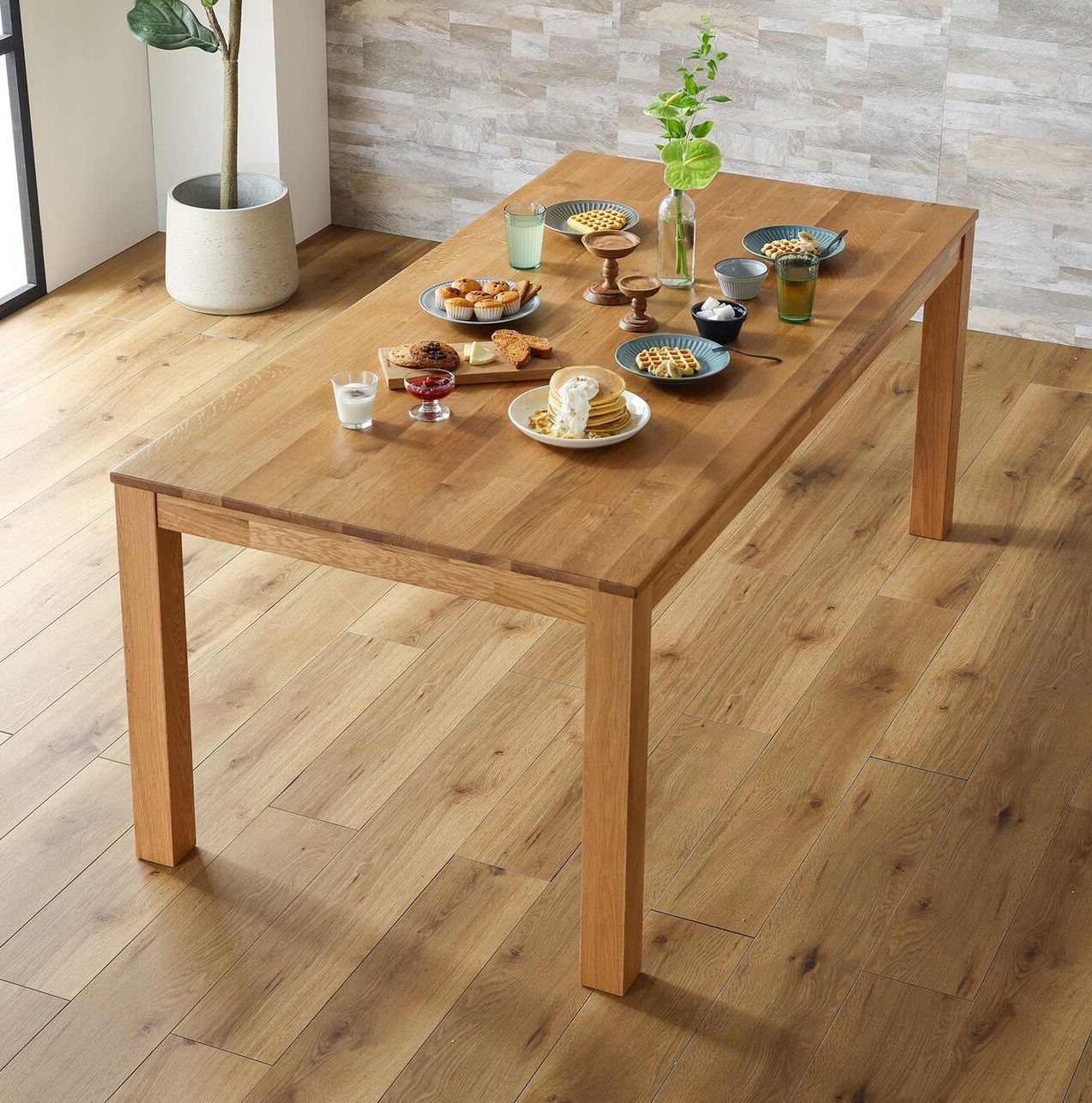 ♪天然無垢材製 ダイニングテーブル(単品) オーク［幅180cm