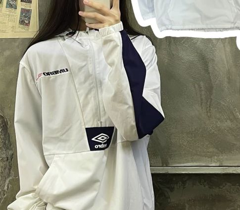 アンブロ ハーフジップ アノラック ウィンドブレーカー 白 サイズ 110