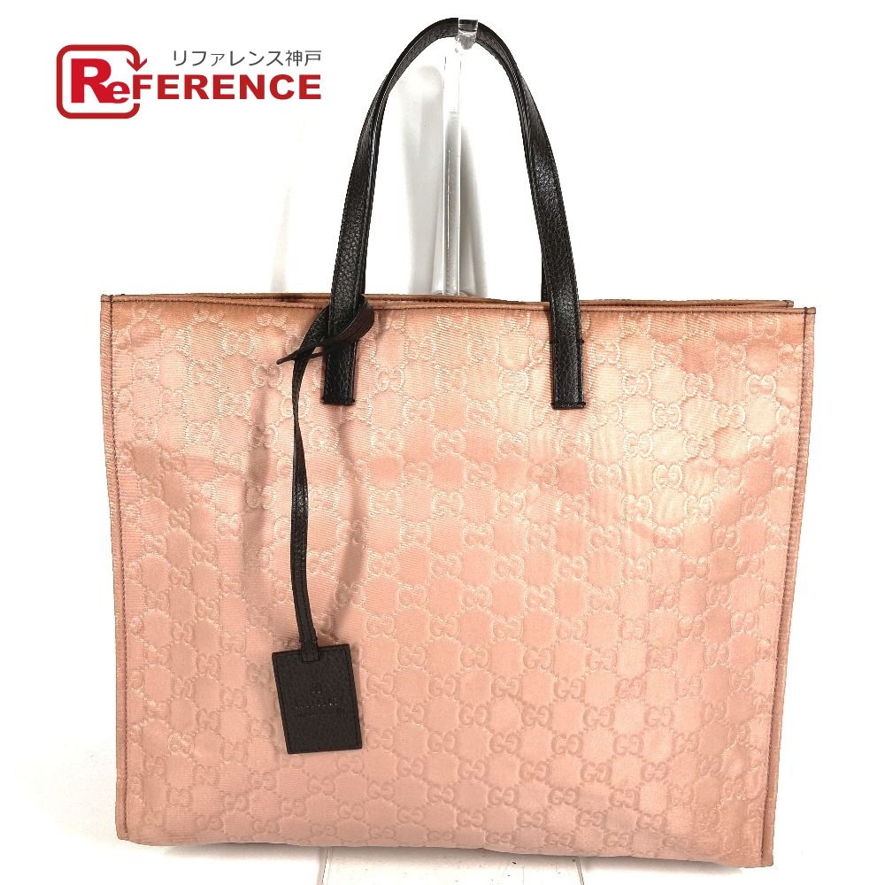 GUCCI グッチ ハンドバッグ GG ロゴ ナイロン/レザー ピンクベージュ系