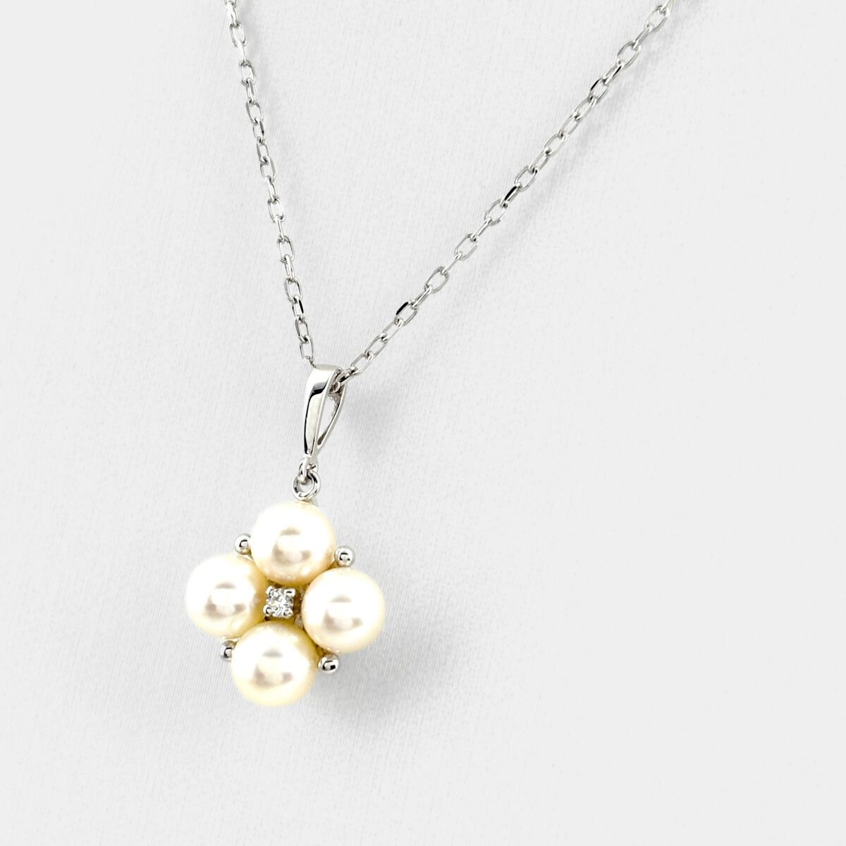 ミキモト MIKIMOTO パール デザインネックレス メレダイヤ ペンダント 