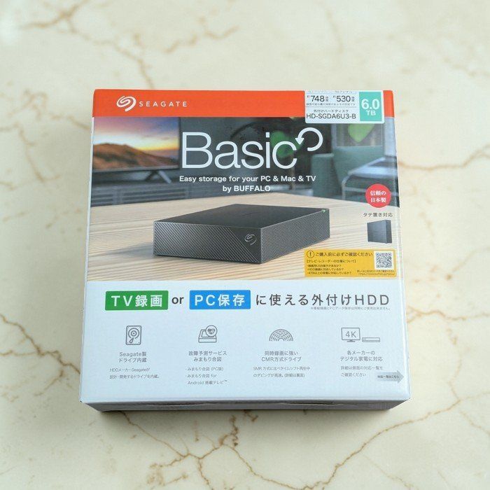 バッファロー2TB外付けHDD CMR採用 静音コンパクト