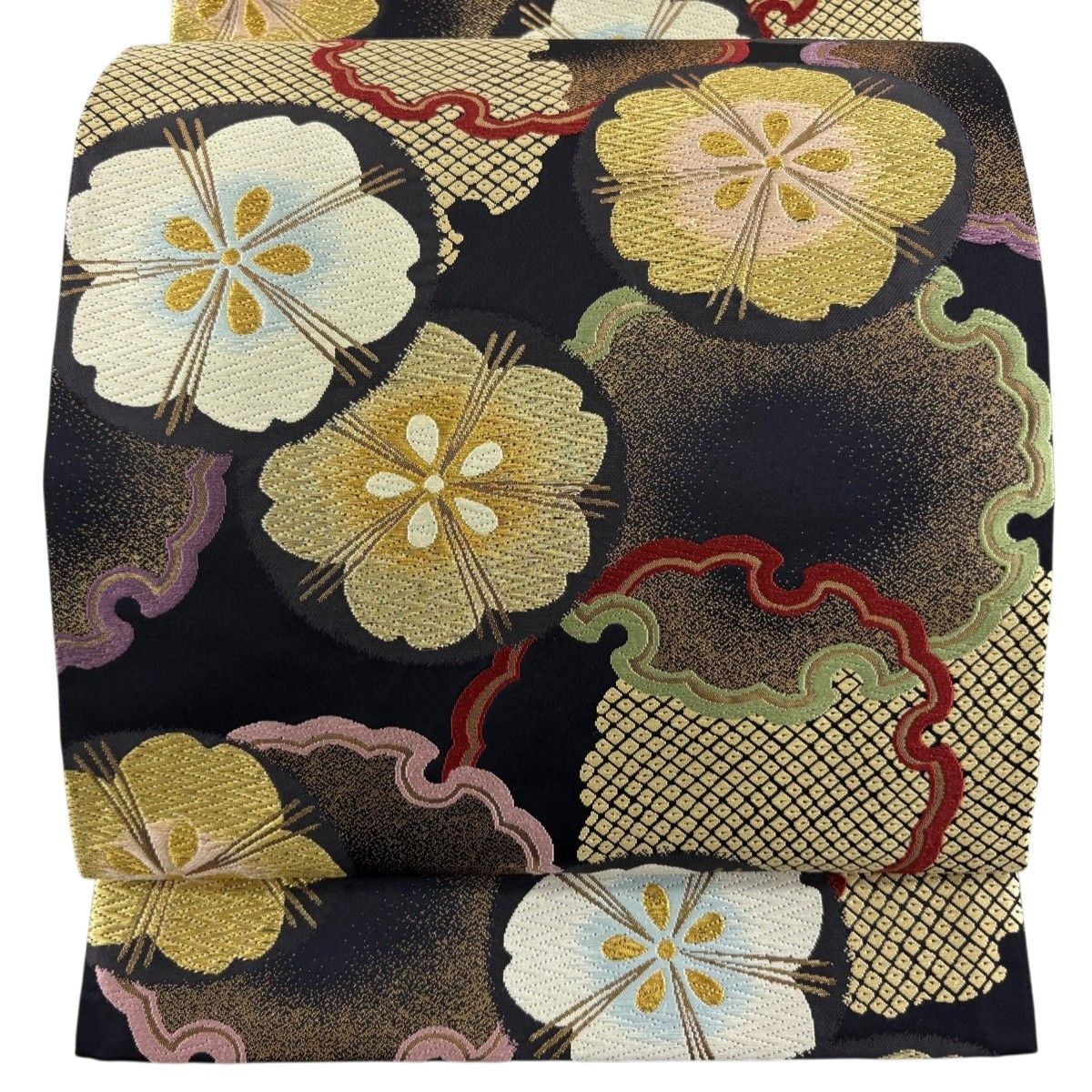 美品】 袋帯 秀品 雪輪 桜 金糸 箔 黒 六通 正絹 【中古】 - メルカリ