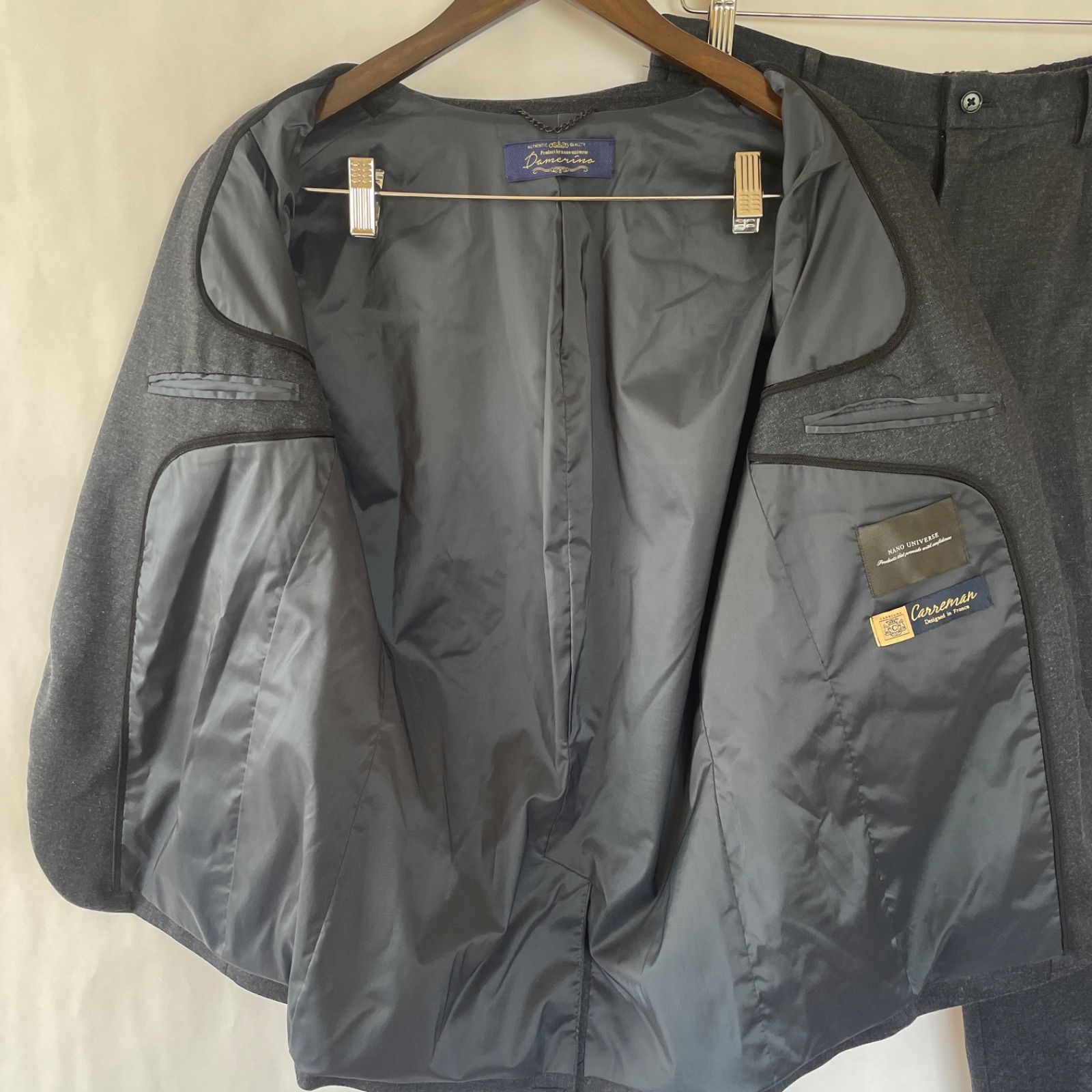 ナノユニバース ダメリーノ アンコン メンズ レーヨン混 セットアップ