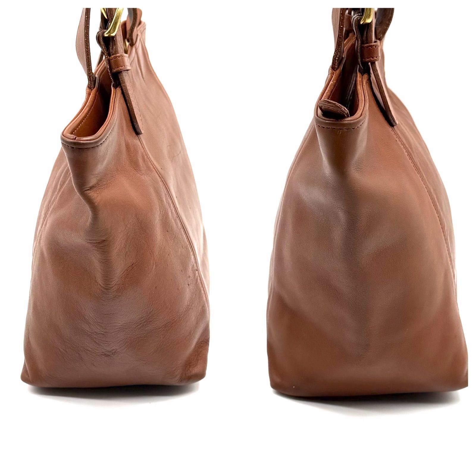 良品】oldcoach y2k handbag brown leather tote bag unisex オールド 