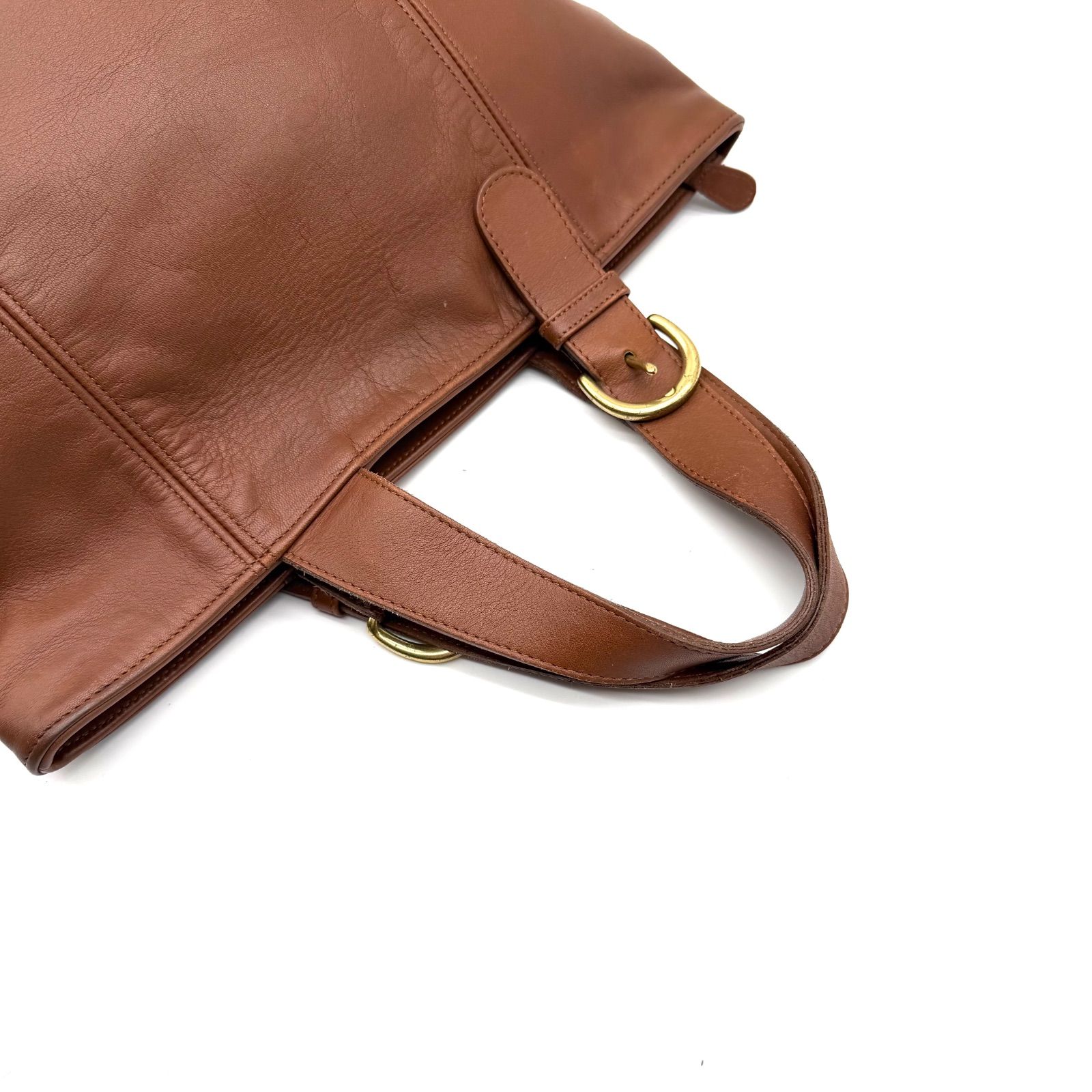 良品】oldcoach y2k handbag brown leather tote bag unisex オールド 