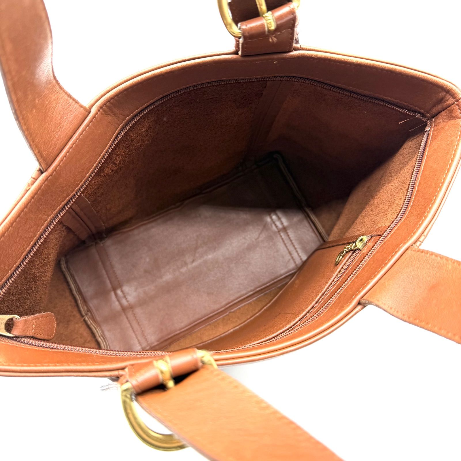 良品】oldcoach y2k handbag brown leather tote bag unisex オールド 