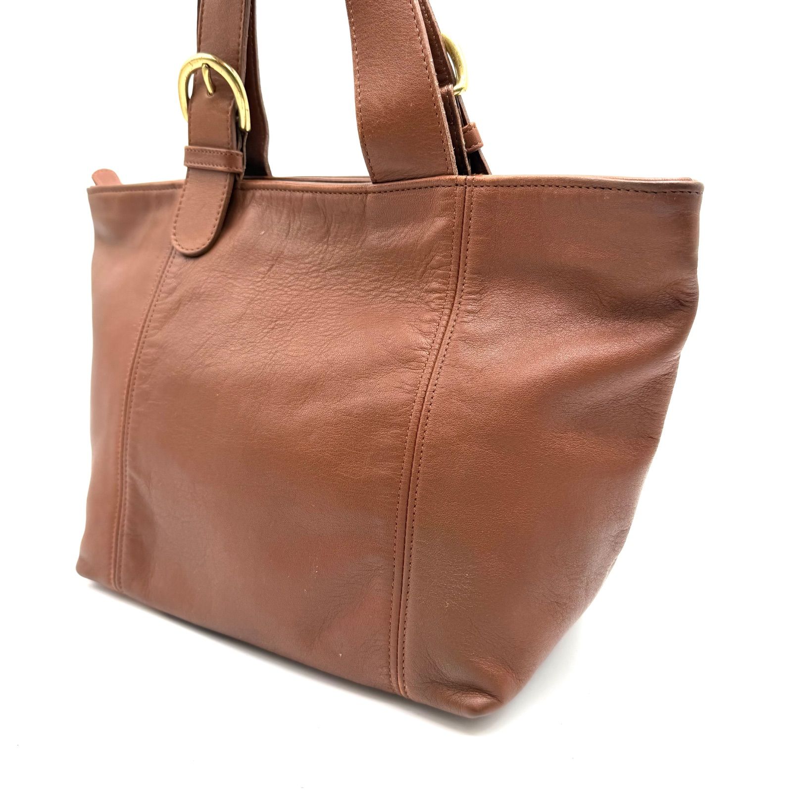 良品】oldcoach y2k handbag brown leather tote bag unisex オールド 