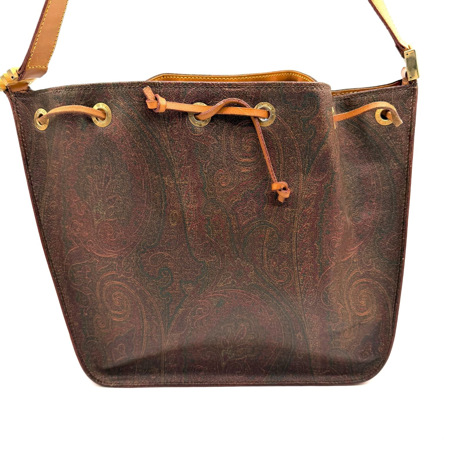 ETRO エトロ ショルダーバッグ ペイズリー 巾着 ヴィンテージ PVC 本革