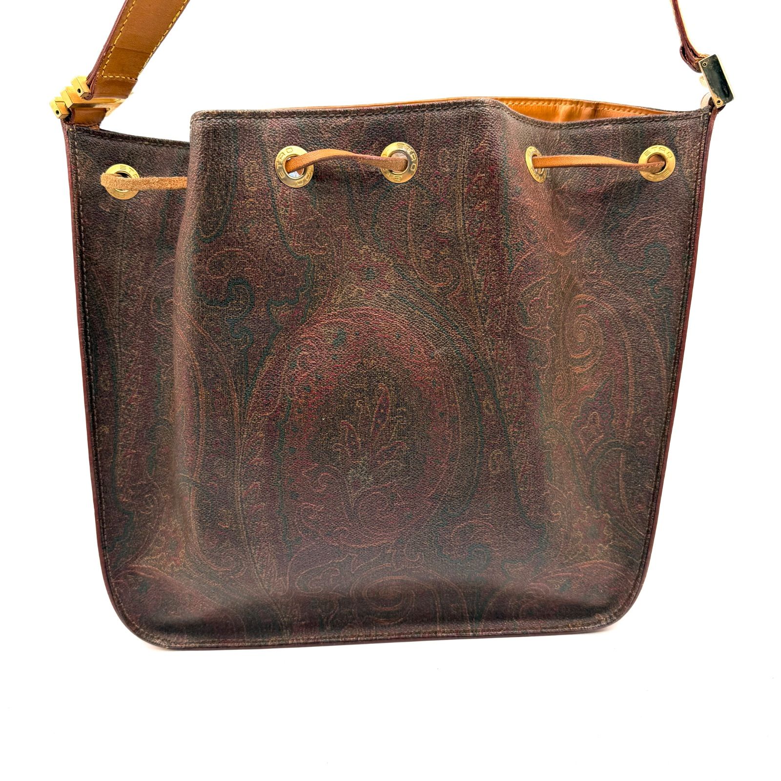 ETRO エトロ ショルダーバッグ ペイズリー 巾着 ヴィンテージ PVC 本革 