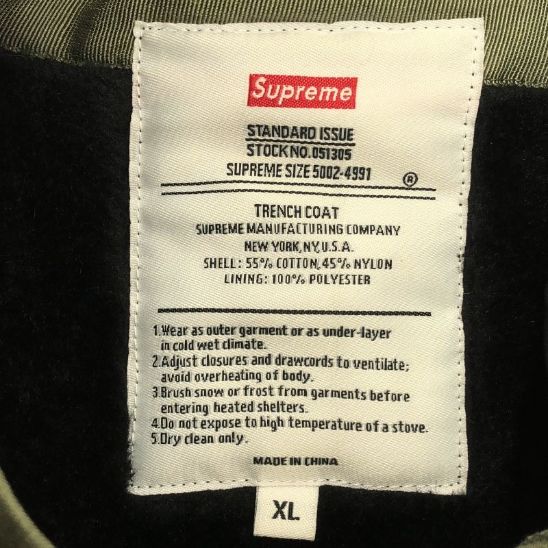 中古】Supreme 12AW ARMY Trench Coat サイズXL カーキ シュプリーム