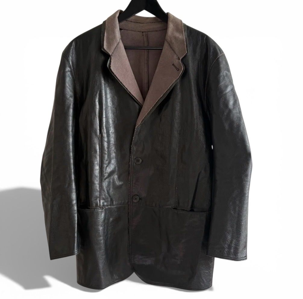 90s archive EMPORIO ARMANI Mixed-material leather jacket