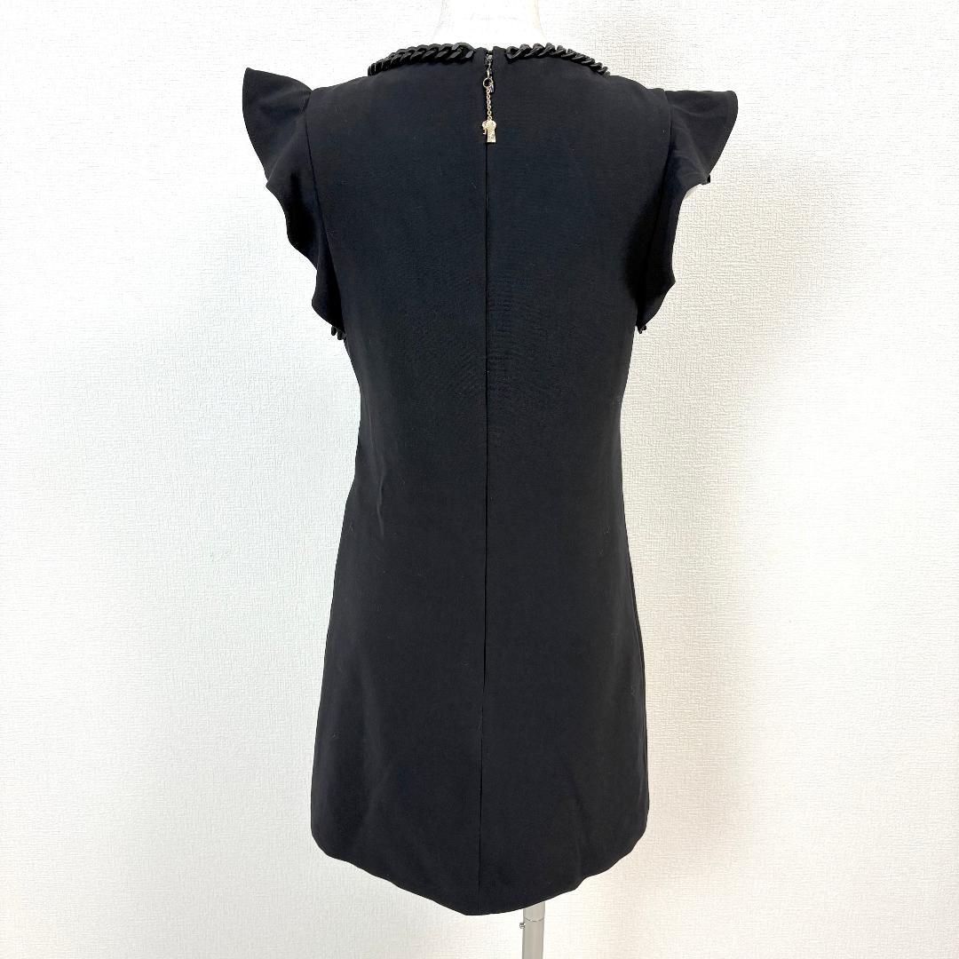 美品 ELISABETTA FRANCHI チェーン装飾付フリルワンピース 40 - メルカリ