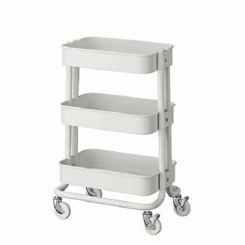 IKEA イケア RASKOG ロースコグ ワゴン 28x38x61cm 小サイズ キッチンワゴン 3段 キャスター付き v0055 (S ホワイト)t