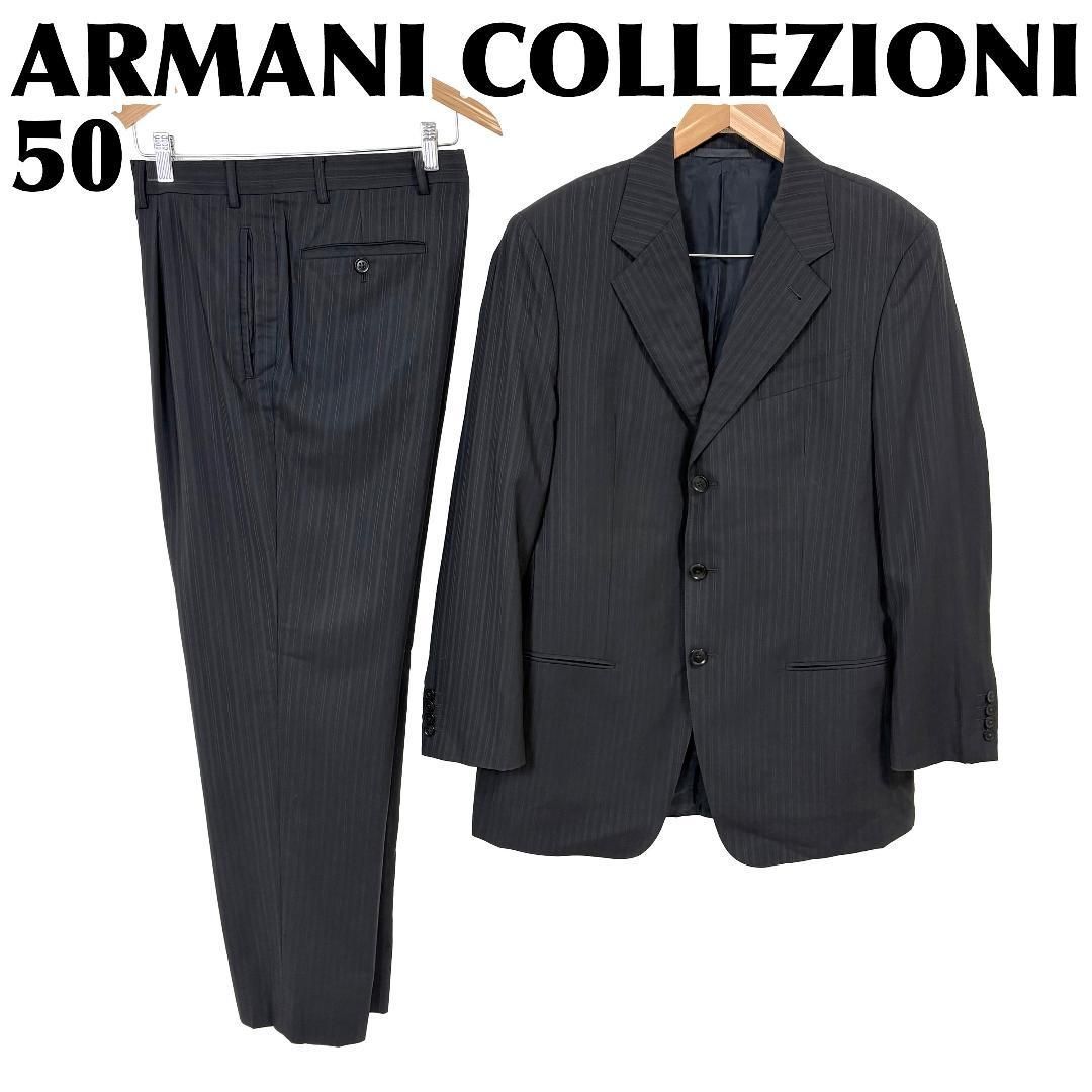 ARMANI COLLEZIONI スーツセットアップ 50 黒 ストライプ - メルカリ
