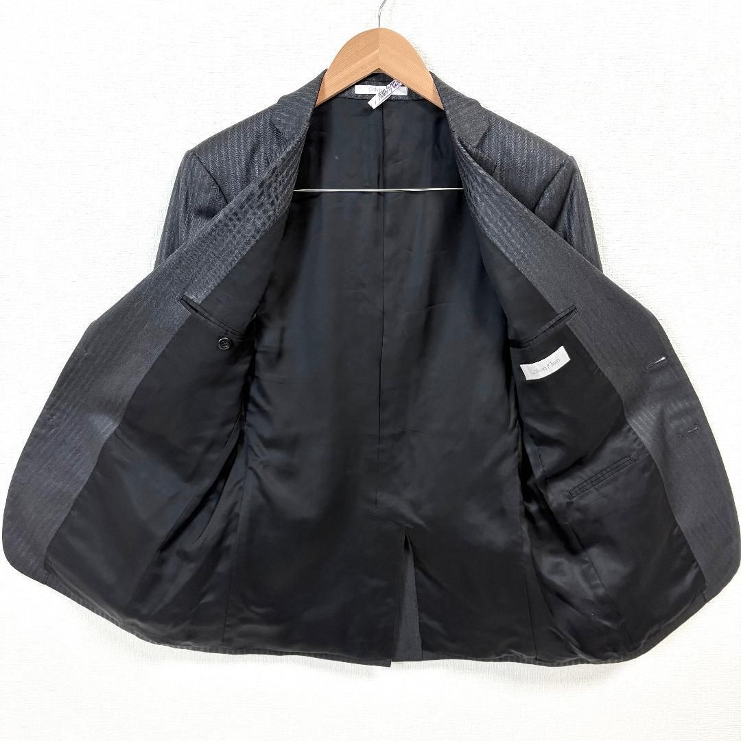 美品】 Calvin Klein テーラードジャケット 38 黒 シャドーS - メルカリ