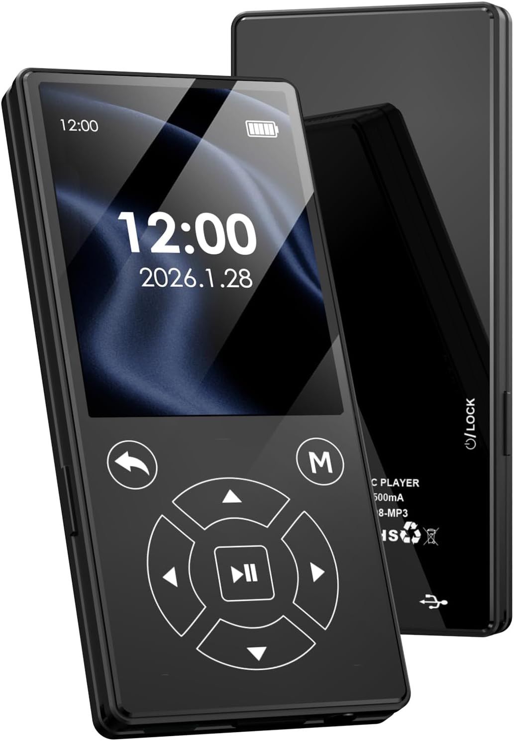 [2026 신제품 인기 64GB 내장] 블루투스 5.3 블루투스 호환 HIFI 뮤직 플레이어 2.4 인치 대형 스크린 경량 내장 터치 버튼 스피커